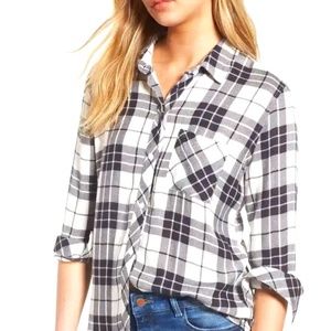 Rails Women's Medium Black and White Plaid